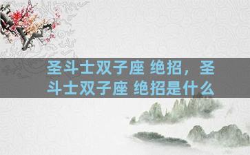 圣斗士双子座 绝招，圣斗士双子座 绝招是什么